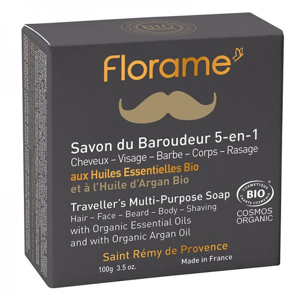 Forme une mousse légère pour nettoyer la peau, la barbe et les cheveux.