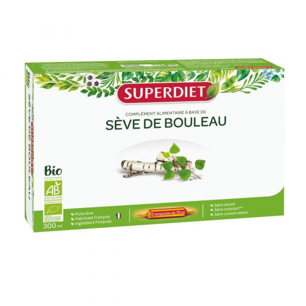 Sève De Bouleau Bio - Coffret 20 Ampoules De 15 Ml - Superdiet