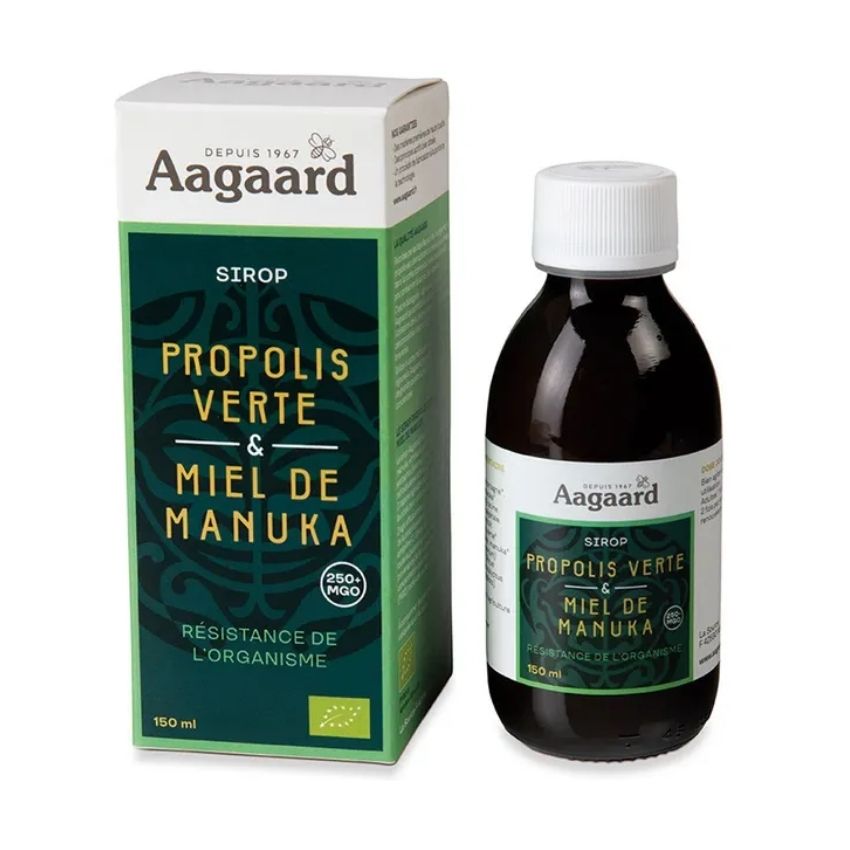 Sirop de 150 ml à la Propolis Verte et au Miel de Manuka de la marque Aagaard