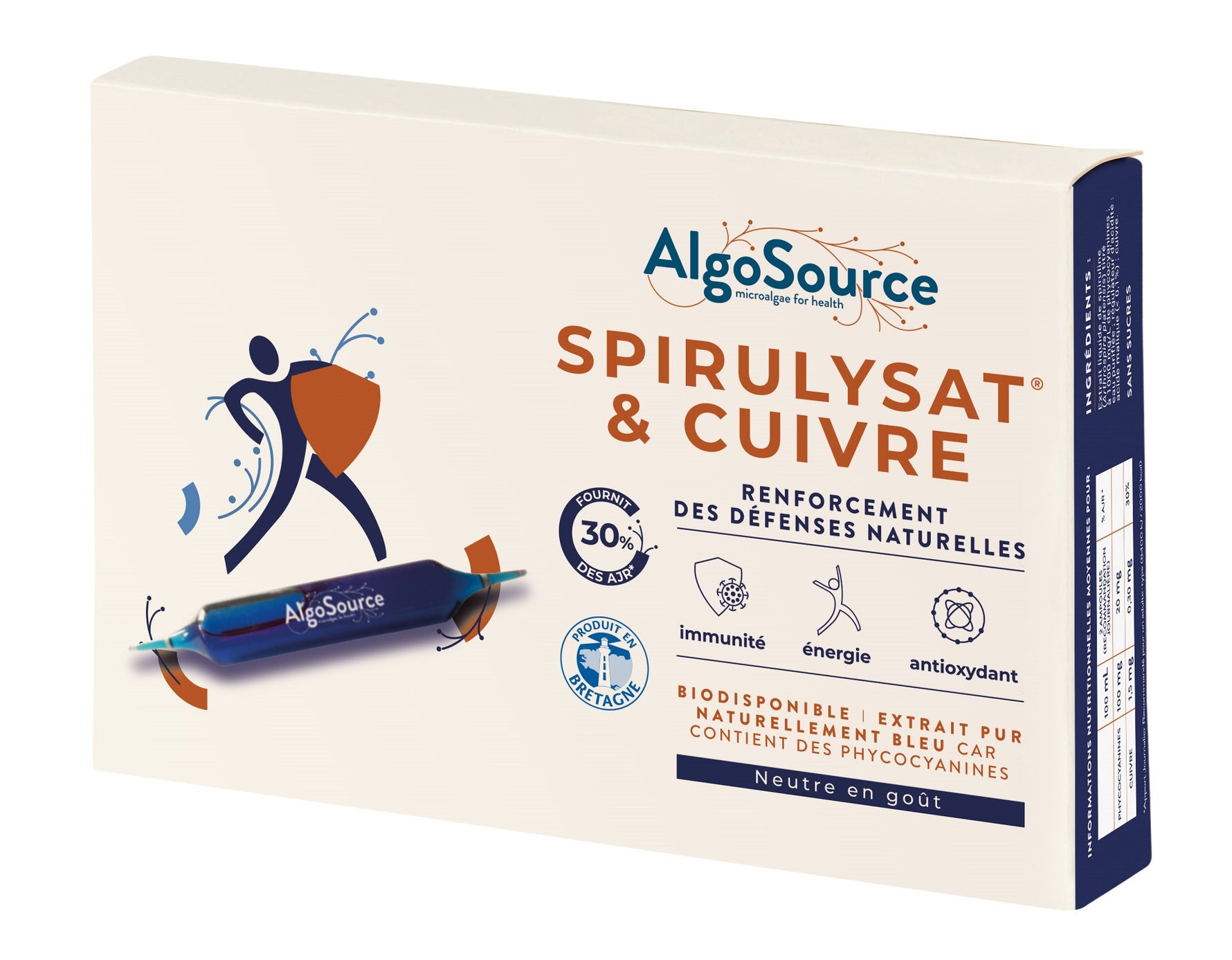 Spirulysat et Cuivre extrait de spiruline 20 ampoules Algo Source