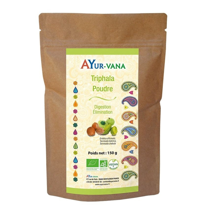 Sachet de Triphala en poudre 150g de la marque Ayur Vana