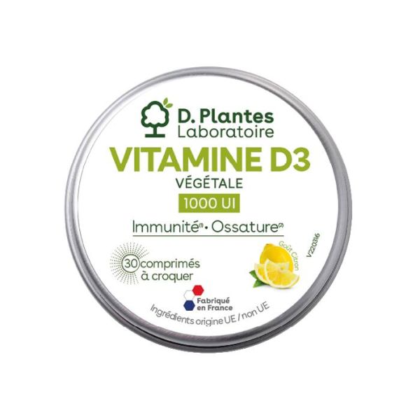 Vitamine D3 1000 Ui Végétale A Croquer - 30 Comprimés - D.Plantes