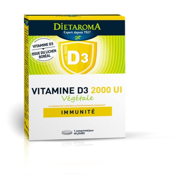 Vitamine D3 Végétale 2000 Ui - 40 Comprimés - Dietaroma