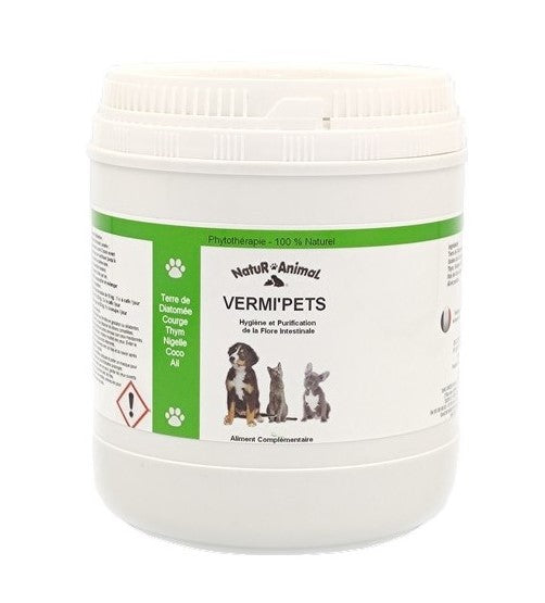 Un pot de 250 Gr de Vermifuge en Poudre VERMI'PETS pour Chien et Chat