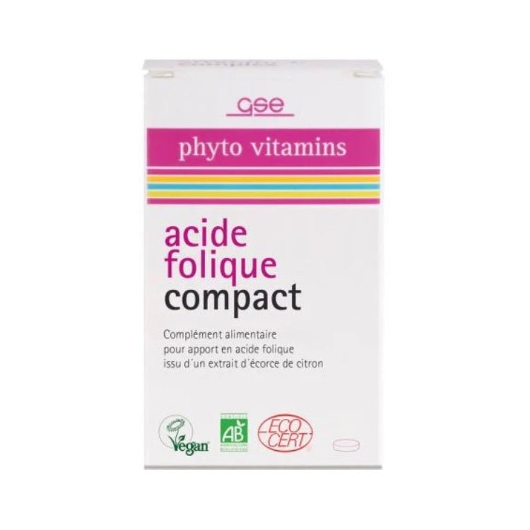 Une boite d'Acide Folique compact bio de 120 comprimés de la marque GSE.