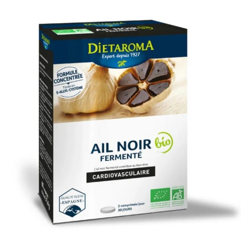 Une boite d'Ail Noir Fermenté Bio de 60 Comprimés Dietaroma