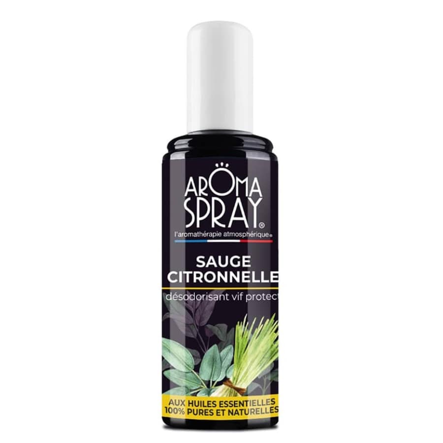 Un flacon de 100 ml d'aromaspray sauge citronnelle