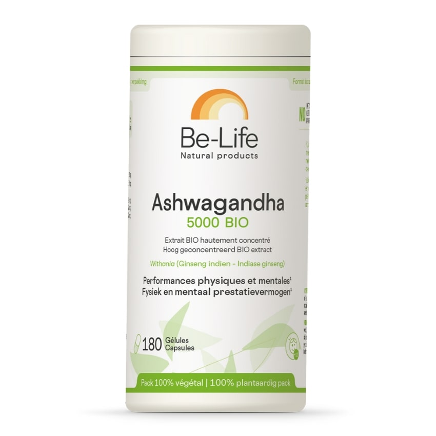 Un Ashwagandha 5000 Bio de 180 gélules de la marque Be-Life