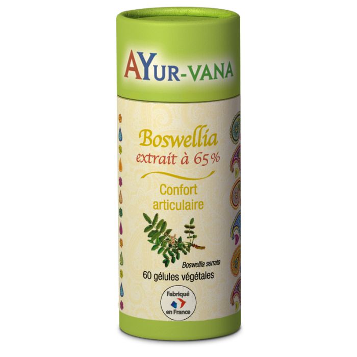 boîte de 60 gélules de boswellia extrait à 65% de la marque ayur-vana