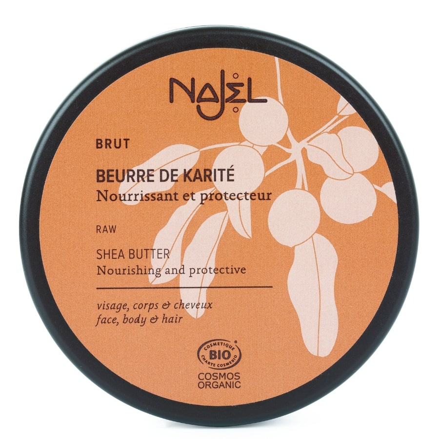 Beurre de karité brut Bio de la marque Najel en pot de 150 ml.