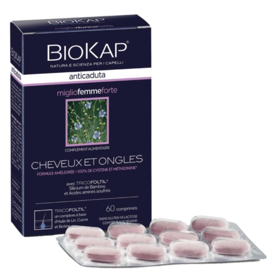 Un Traitement anti chute cheveux pour femme en capsules de la marque BioKap