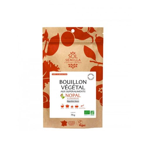 sachet de 75g de bouillon végétal au nopal et à la cardamone de la marque sol semilla