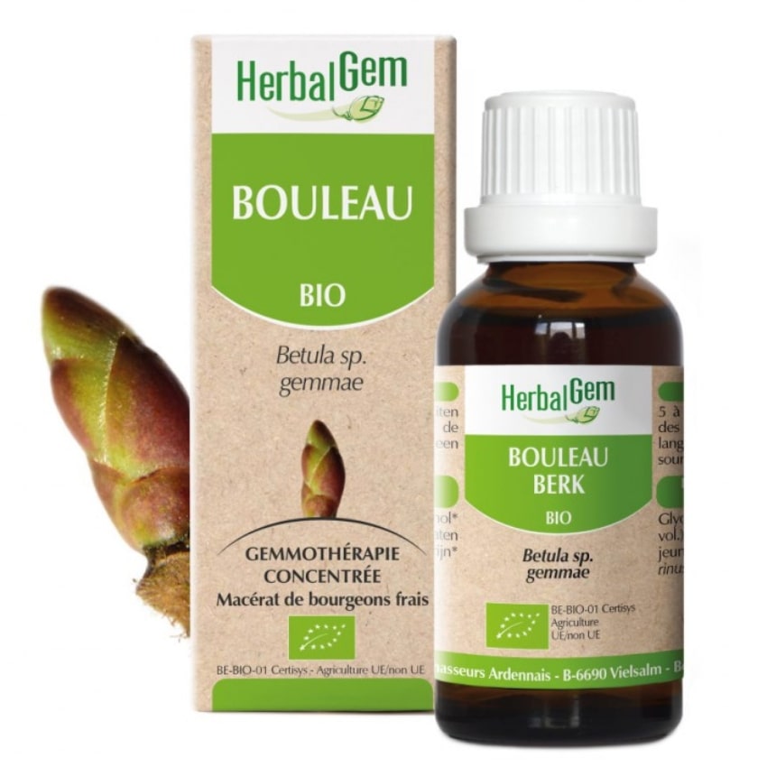 Un extrait de bourgeons frais de Bouleau Bio de 30 ml de la marque HerbalGem.
