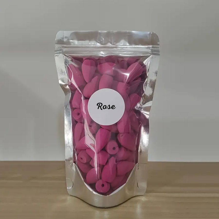 Un sachet de 60 Cônes d'encens à reflux Parfum Rose