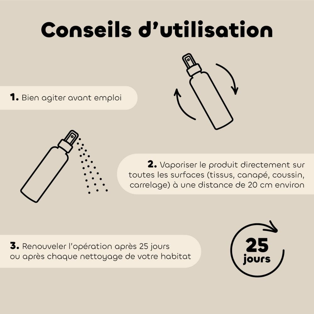 Conseils d'utilisation du spray habitat de la marque biovetol