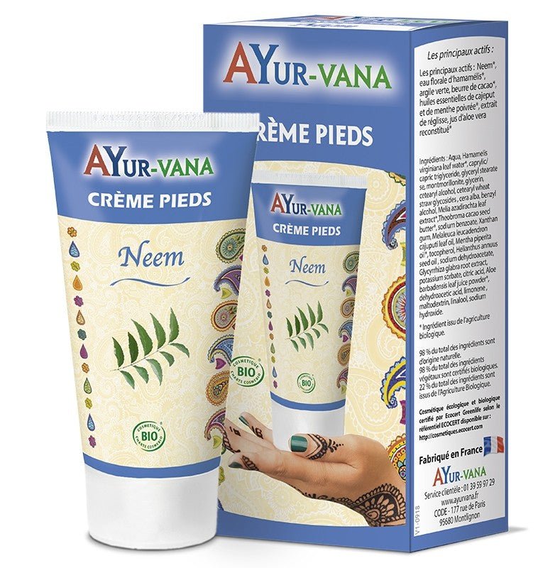 Un tube de Crème Pieds au Neem de 75 ml de la marque AyurVana