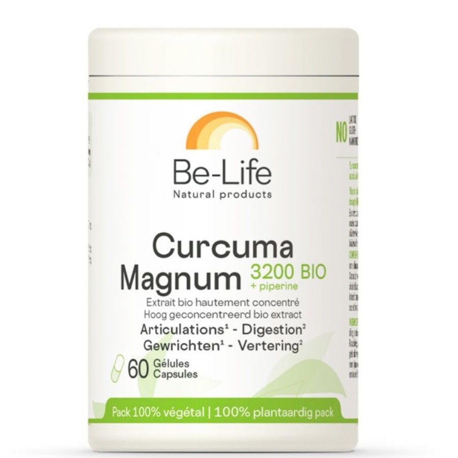 Une boite de complément Curcuma Magnum 3200 Bio de 60 gélules de la marque Be-Life.