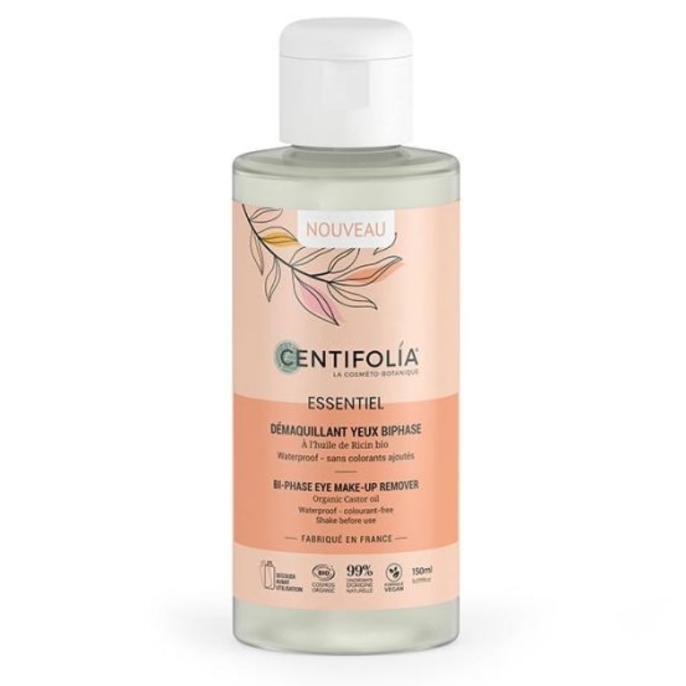 Un flacon de Démaquillant Yeux Bi-Phase de 150ml de la marque Centifolia