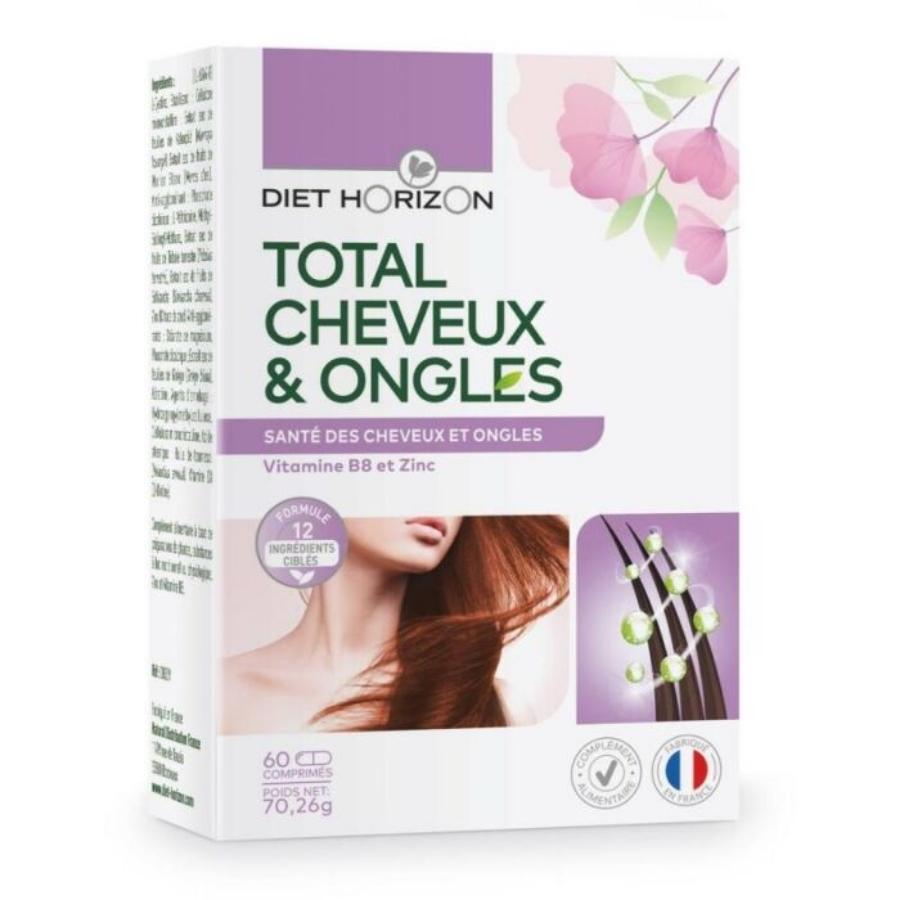 Une boite de Total Cheveux & Ongles de 60 comprimés de la marque Diet Horizon