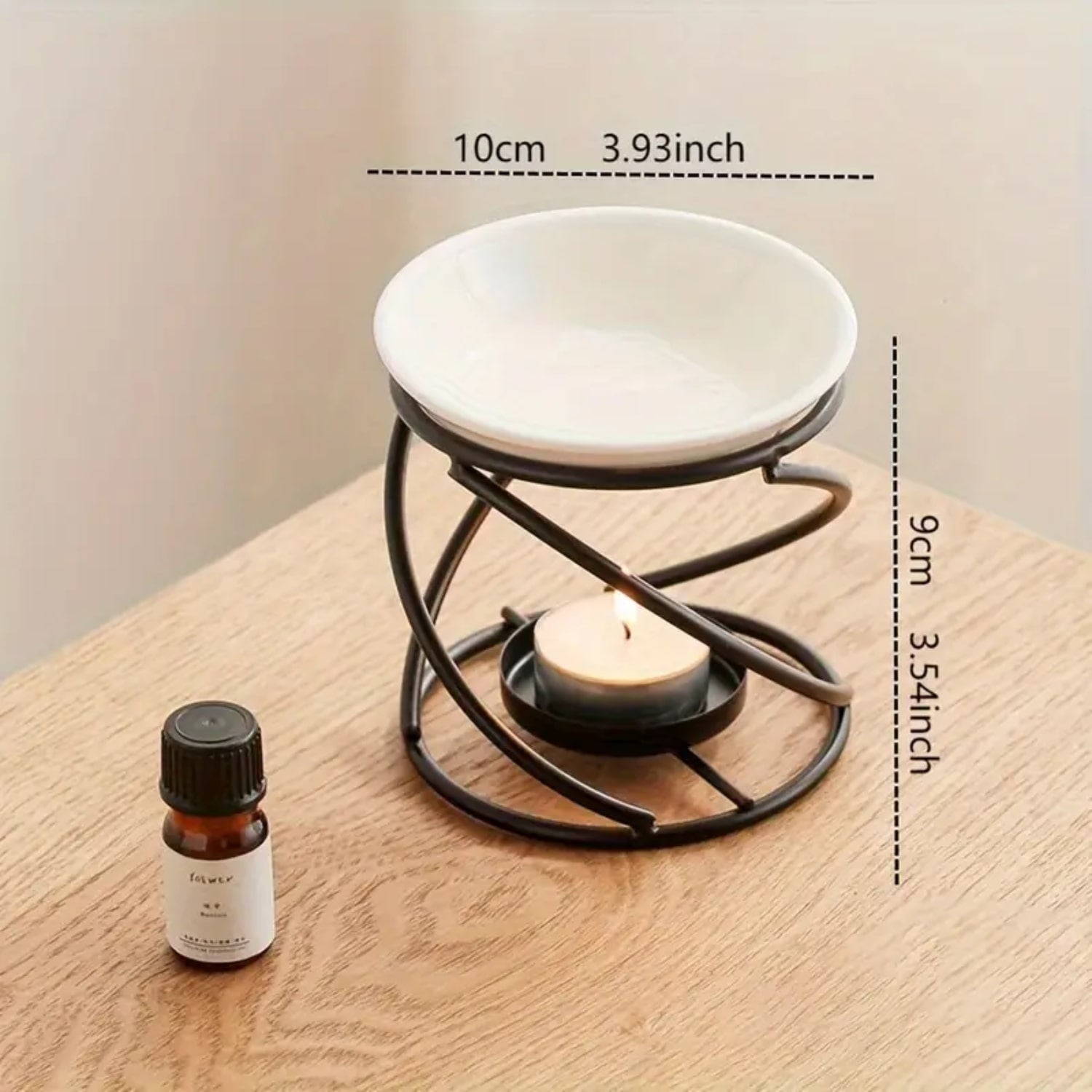 Les dimensions du diffuseur d'huiles essentielles en métal et céramique au design courbé