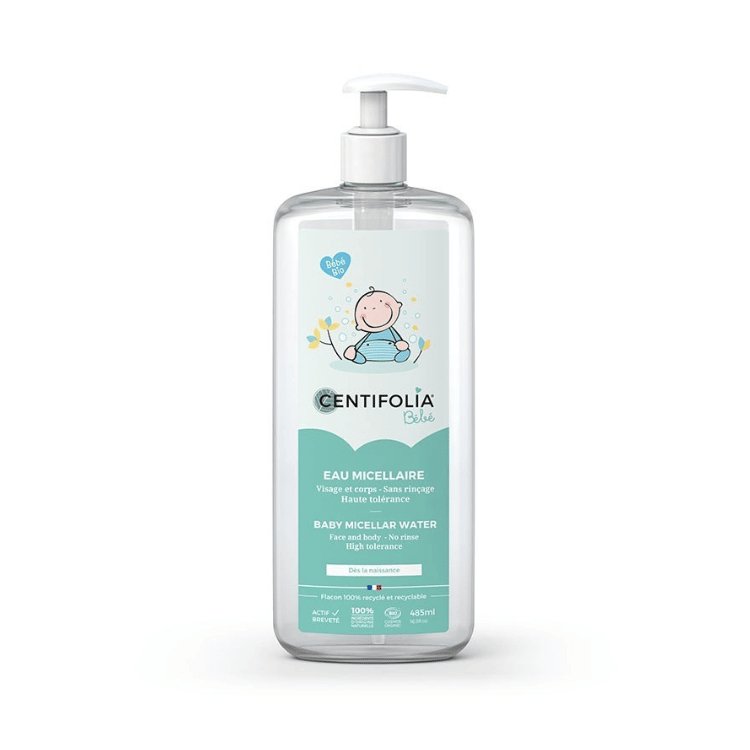 Eau micellaire pour bébé en format pompe de 485ml de la marque centifolia