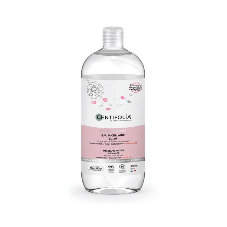 flacon de 500ml d'eau micellaire éclat de rose de la marque centifolia