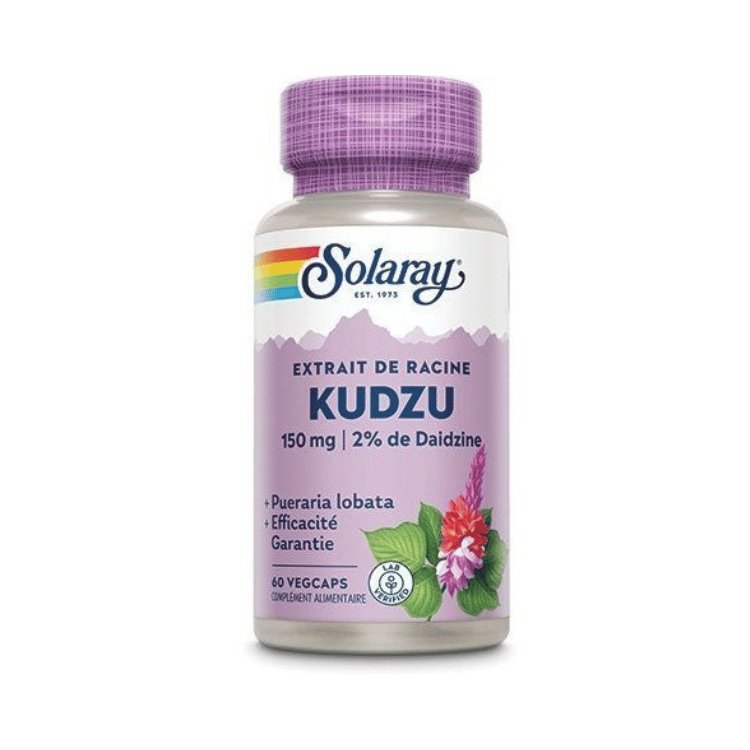 Boîte de 60 caspules d'extrait de racine de Kuduzu 150mg et 2% de daidzine de la marque Solaray