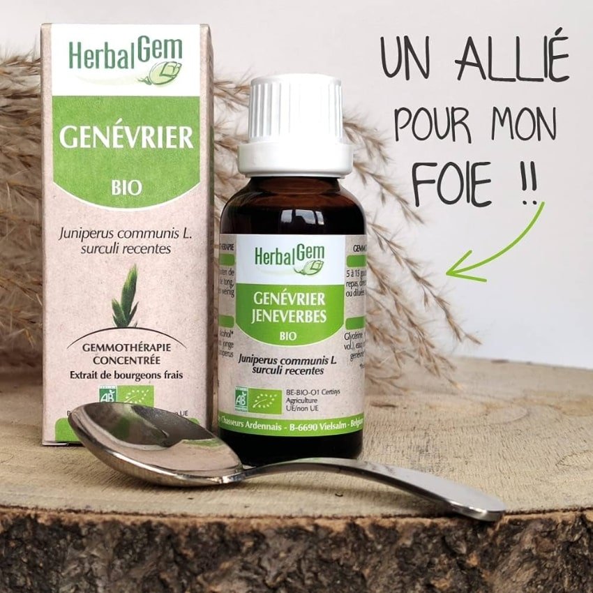 Un extrait de bourgeons frais de Genévrier Bio de 30 ml de la marque HerbalGem