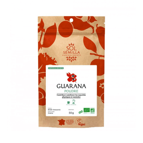 sachet hermétique de 50g de guarana bio en poudre de la marque sol-semilla