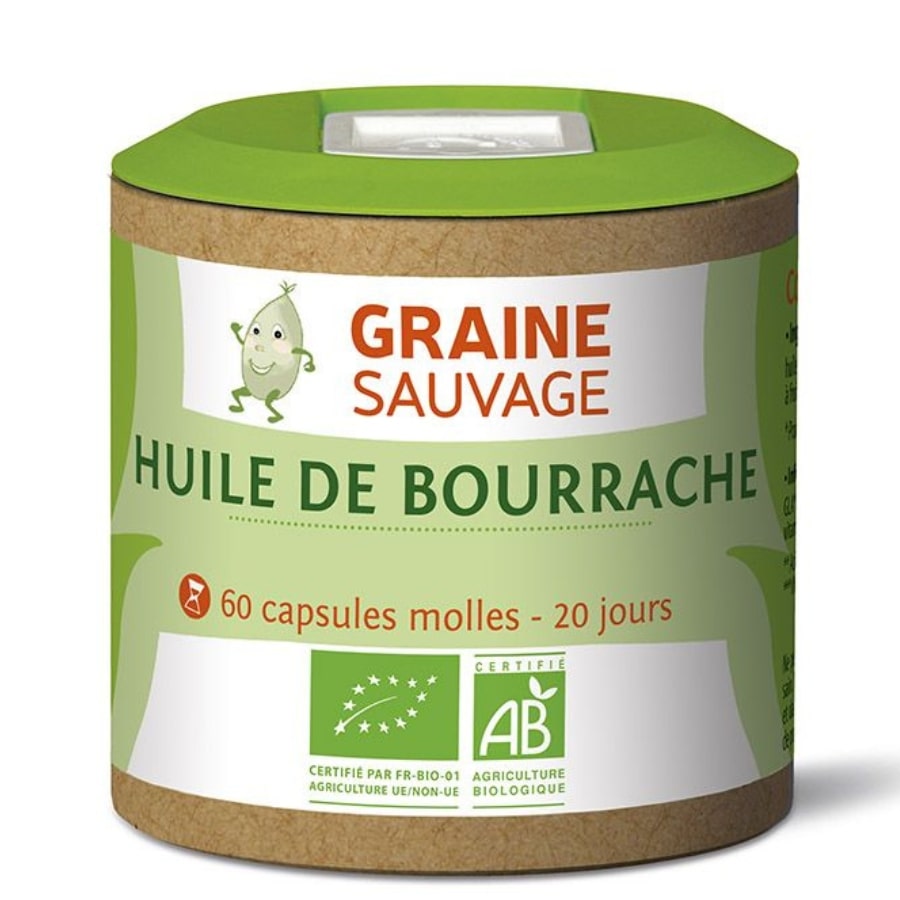 Huile de Bourrache bio de 60 capsules de Graine Sauvage.