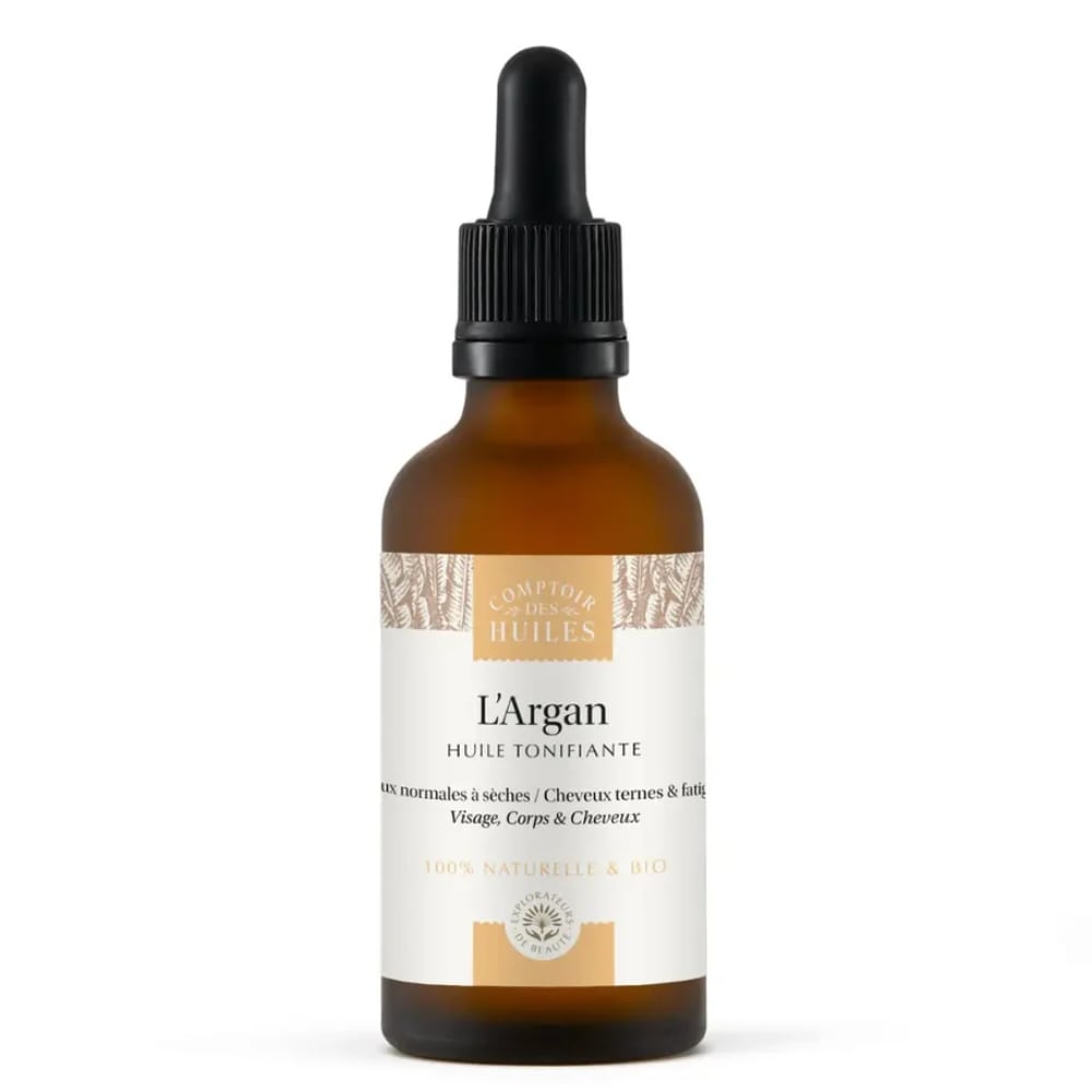 Un flacon de 50 ml d'Huile d'Argan Bio Tonifiante Comptoir des huiles