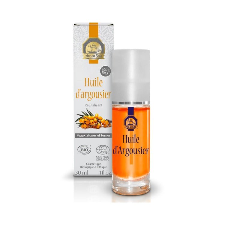 Un flacon de 30 Ml d'Huile D'argousier Bio de la marque Arc en Sels