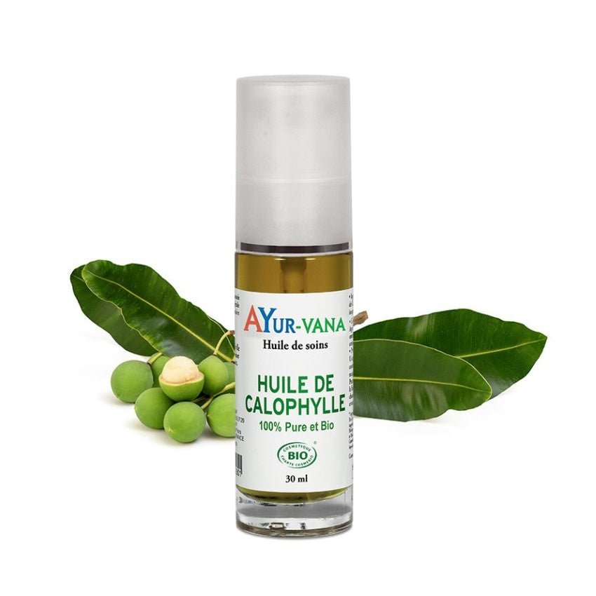 Un Flacon de 30 ml d'Huile de Calophylle Bio AyurVana