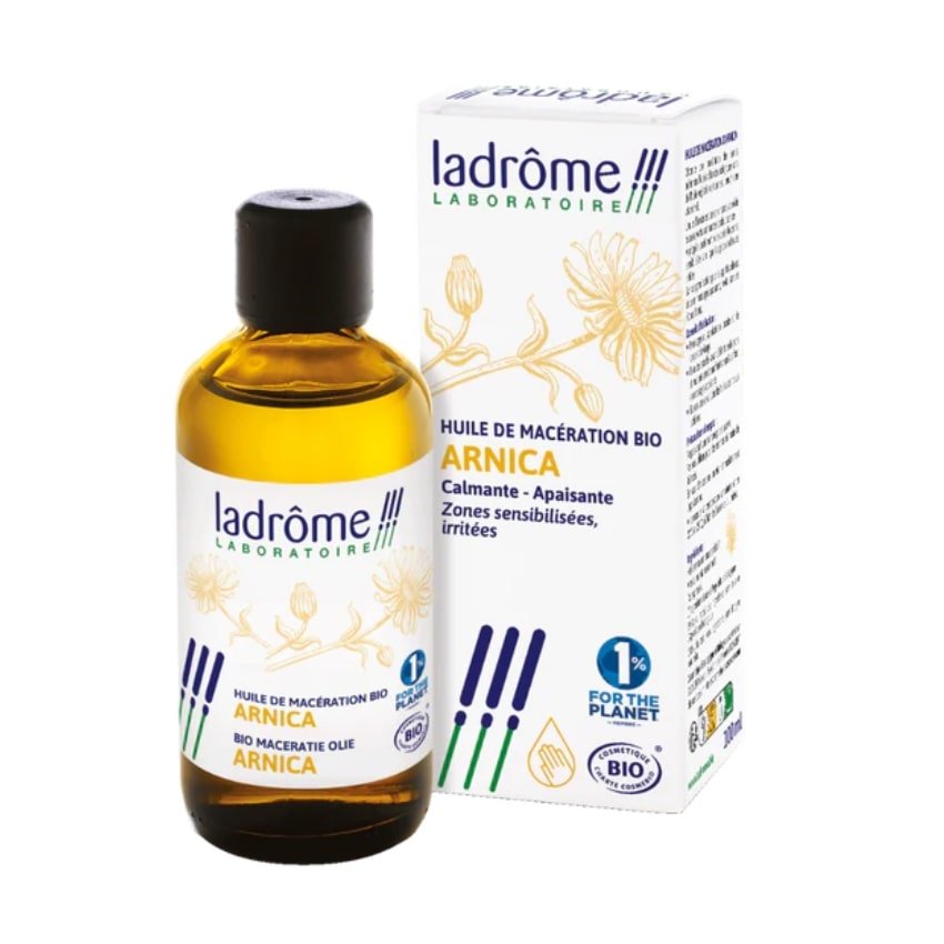 Un flacon d'huile de macération d'arnica bio 100 ml de la marque Ladrôme