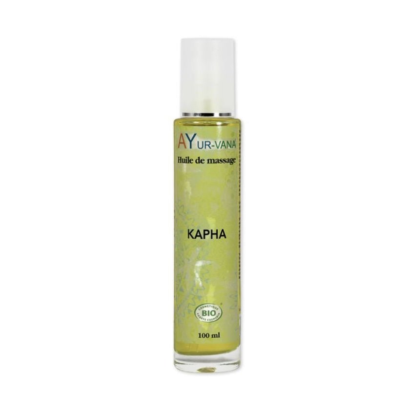 Un Flacon de 100 ml  d'Huile de Massage Bio Kapha Ayur-Vana