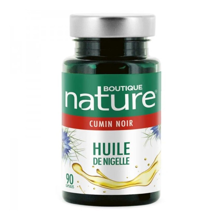 Une boite de 90 capsules d'Huile de Nigelle - Cumin Noir 500 mg Boutique Nature