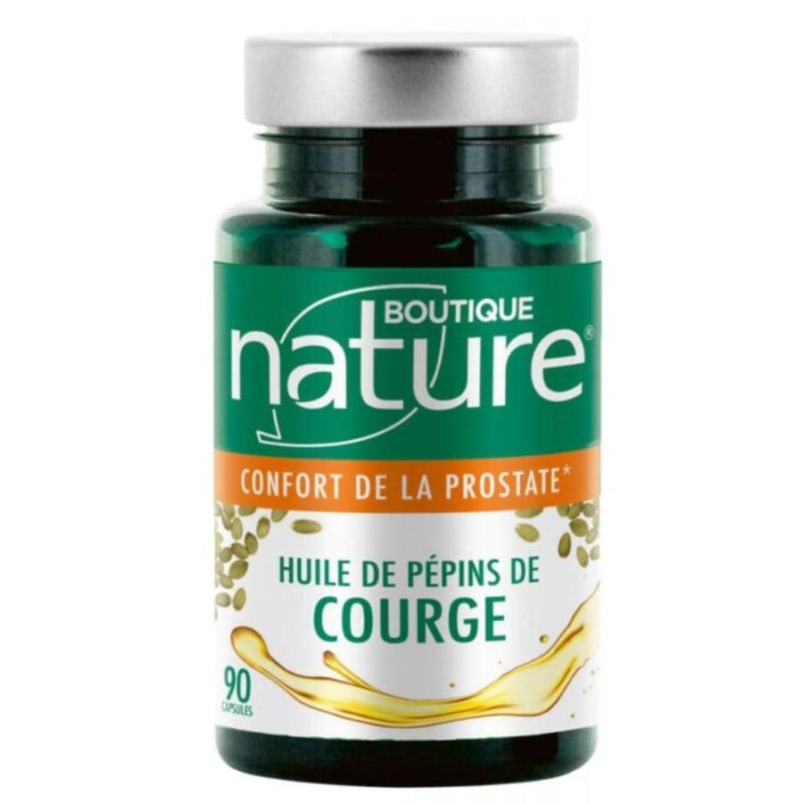 Une boite de 90 capsules d'Huile de Pépins de courge de la marque Boutique Nature