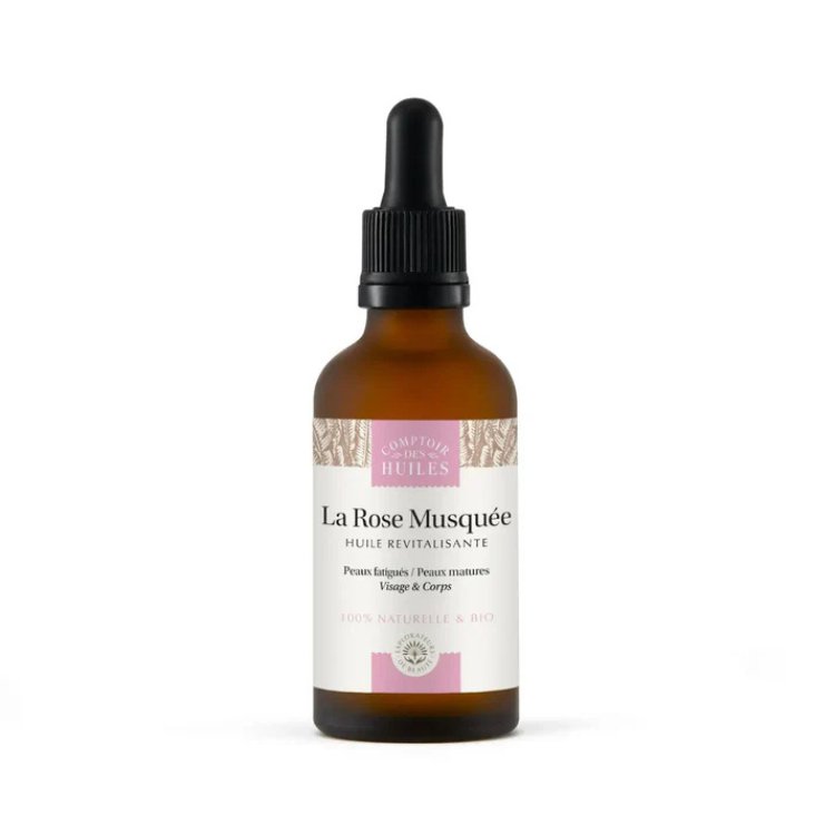 Flacon pipette d'huile de rose musquée de la marque comptoir des huiles en 50ml