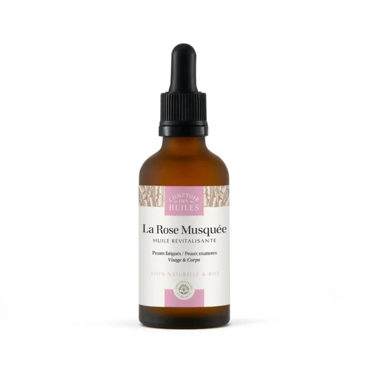 Flacon pipette d'huile de rose musquée de la marque comptoir des huiles en 50ml