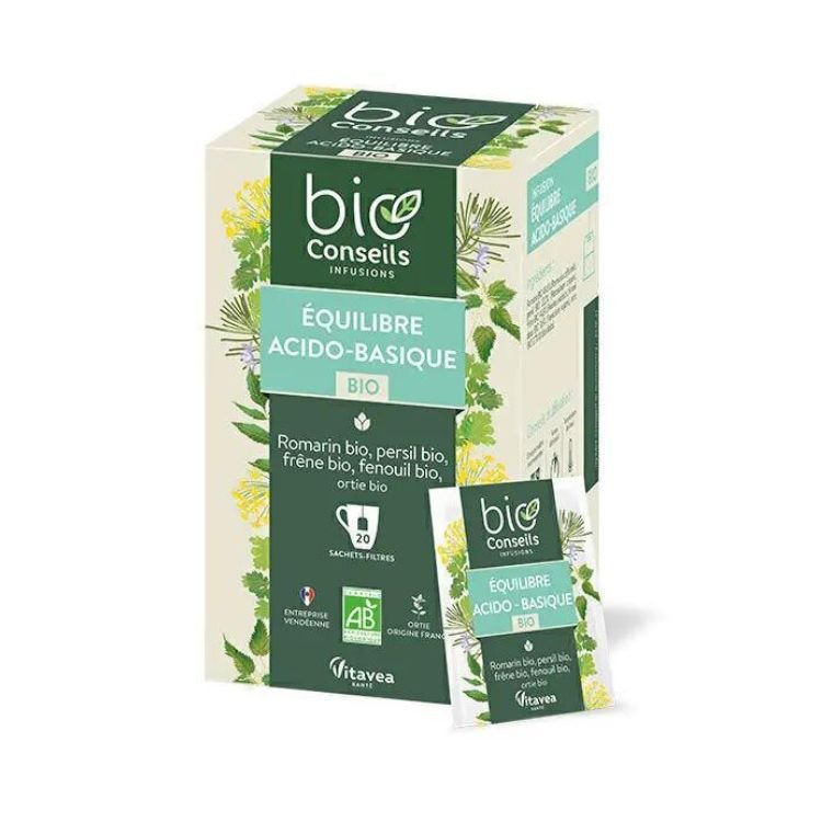 Boîte de 20 sachets d'infusion bio équilibre acido-basique de la marque Bio Conseils