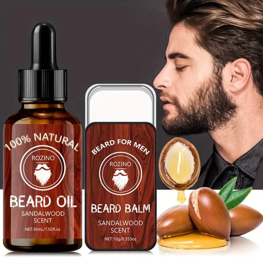 Illustration du kit de soins pour barbe de 2 pièces de la marque ROZINO