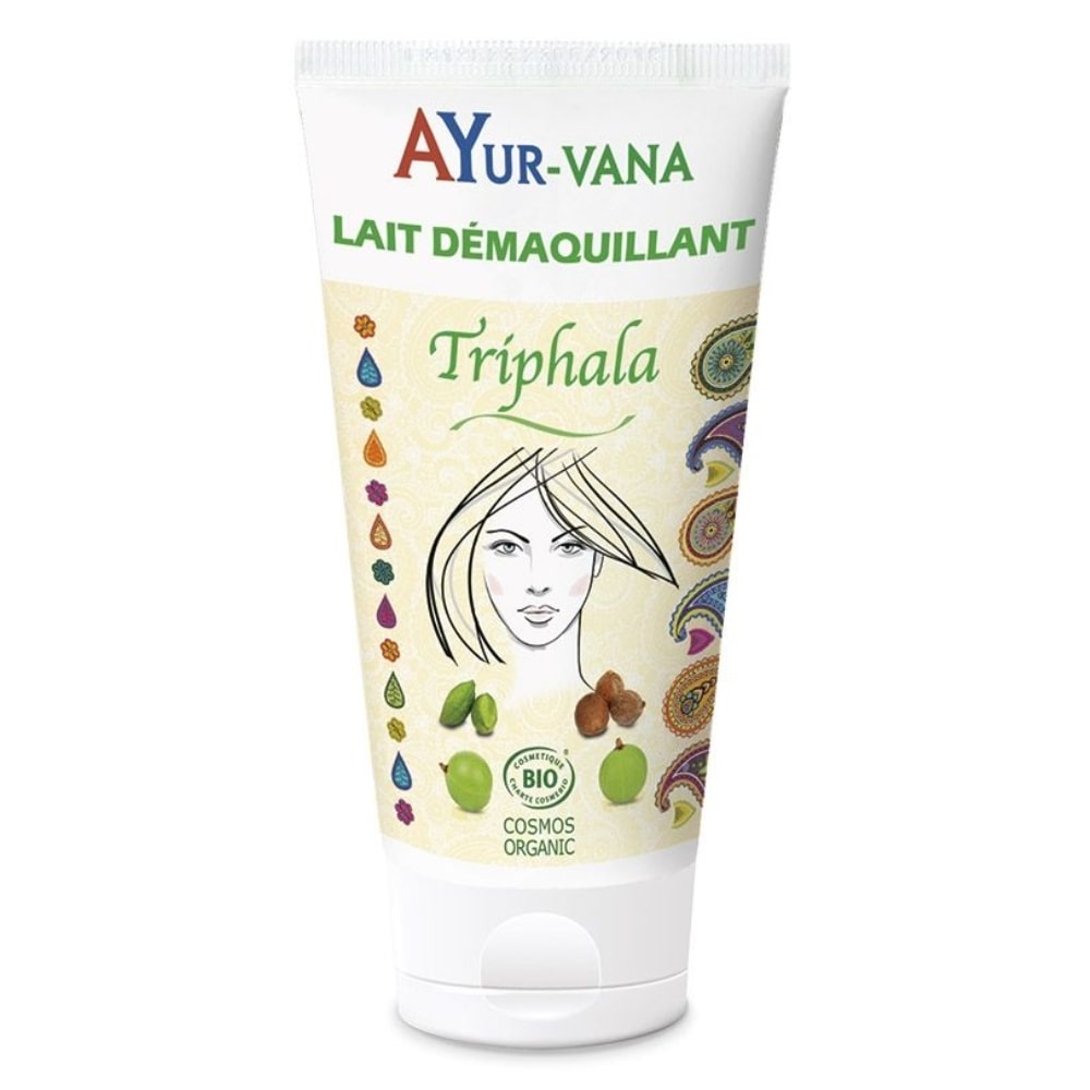 Le recto d'un Tube De 150 Ml de Lait Démaquillant Au Triphala d'AyurVana