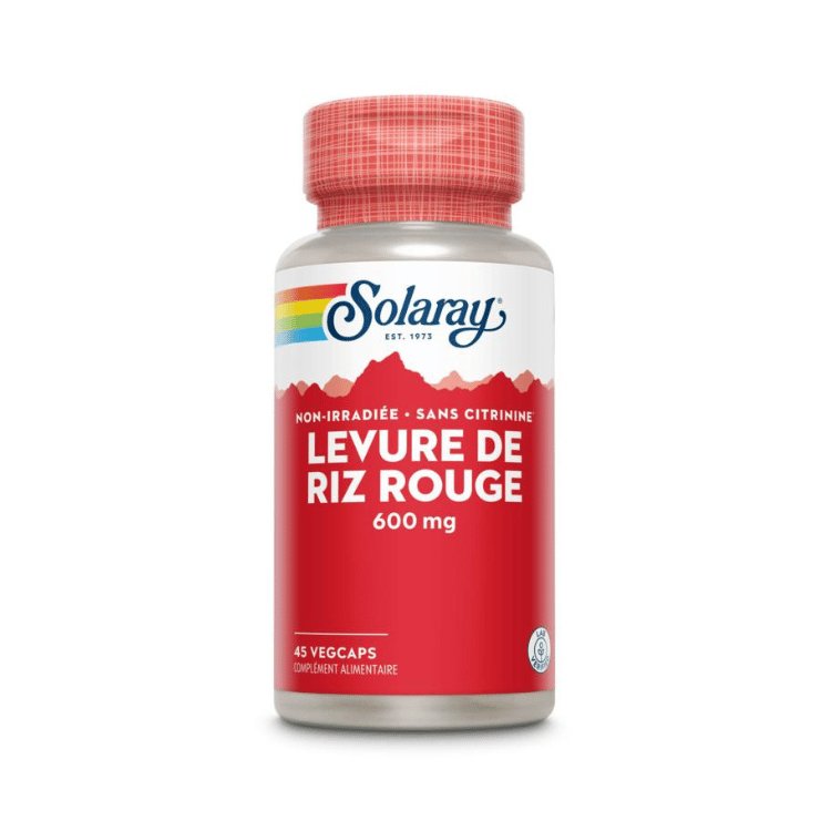 Boîte de 45 capsules de levure de riz rouge 600mg de la marque Solaray