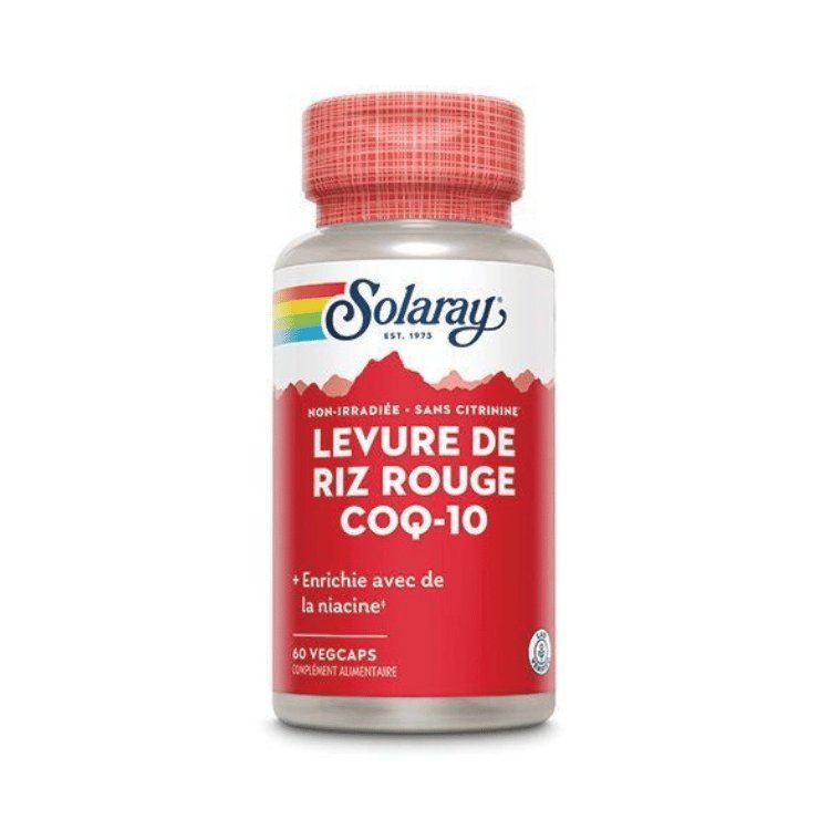 Boîte de 60 capsules de levure de riz rouge coq-10 de la marque Solaray