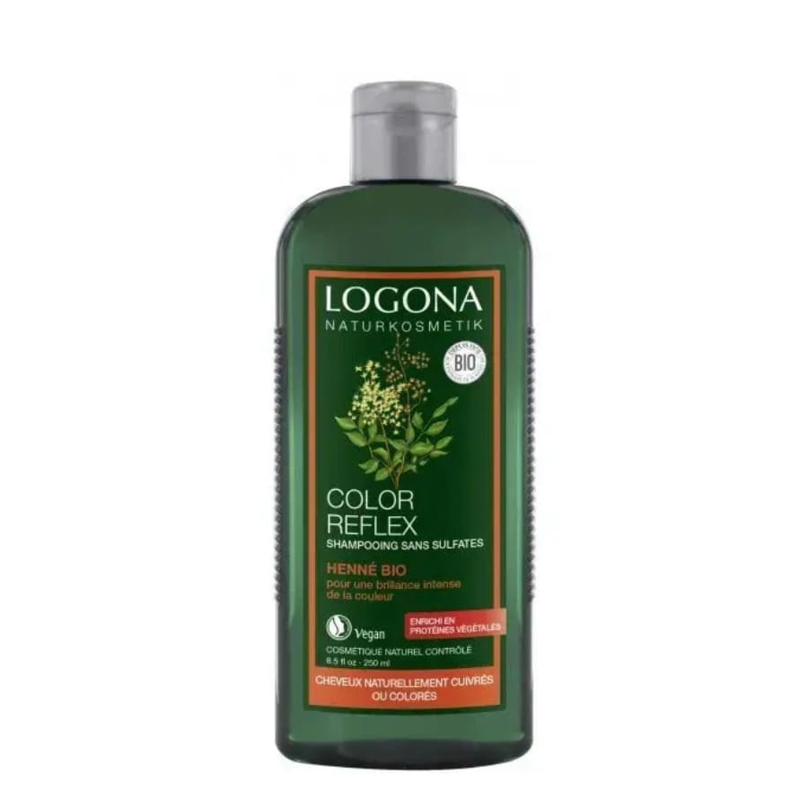 Un flacon de 250 ml de shampooing Logona Color Reflex au henné bio