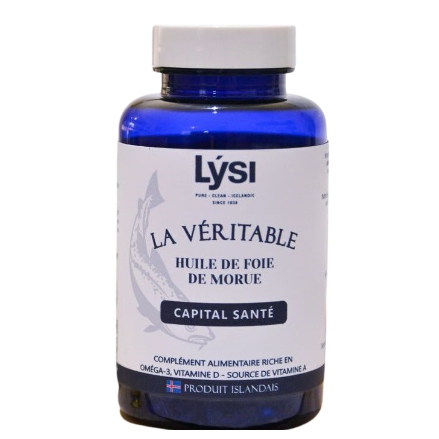 Une boite de Véritable Huile de Foie de Morue de 120 capsules de la marque Lysi