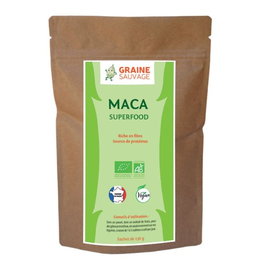 Un sachet de 150g de Maca bio de la marque Graine Savage