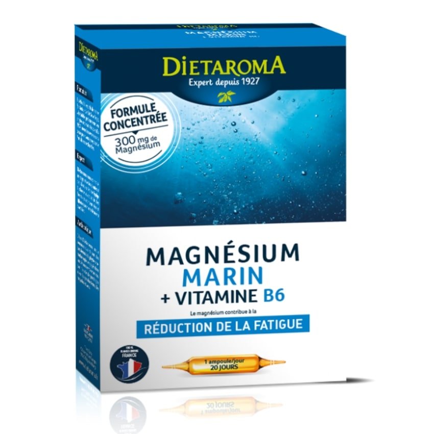 Une boite de Magnésium Marin avec Vitamine B6 en ampoules de la marque Dietaroma