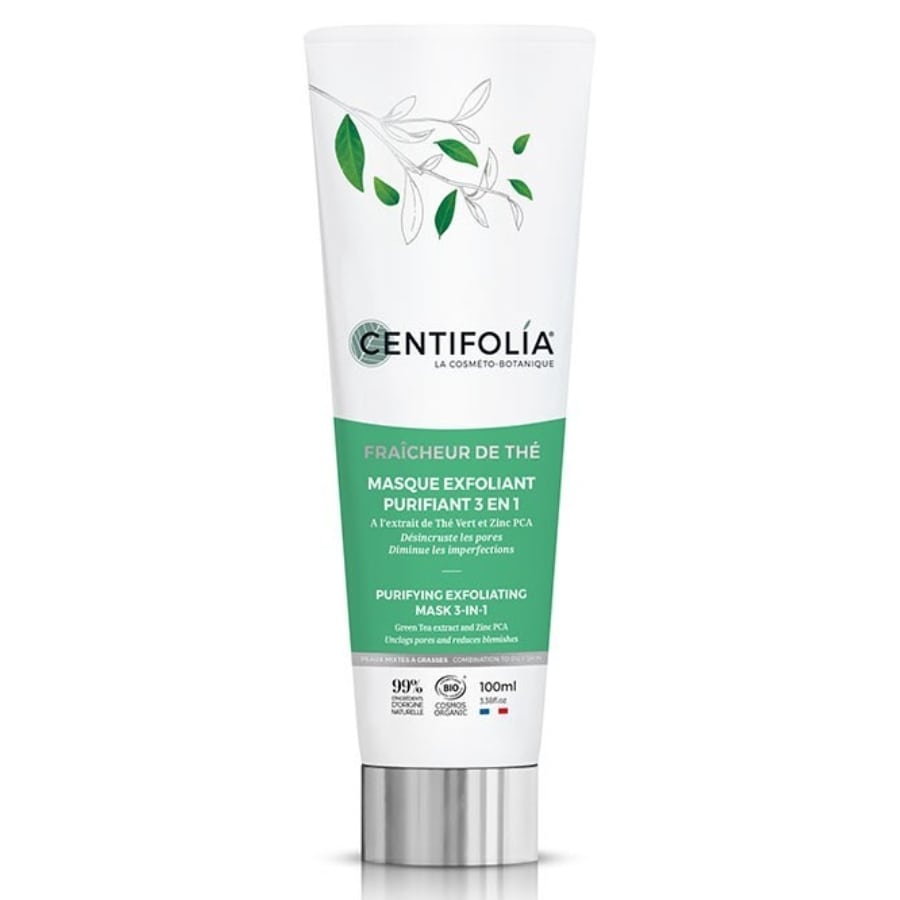 Un tube de masque exfoliant purifiant 3 en 1 de 100 ml de la marque Centifolia