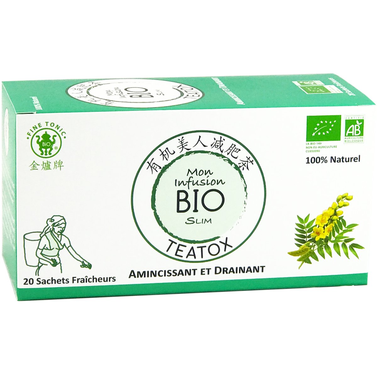 Boite de 20 sachets de 1,5g chacun de Mon infusion bio teatex de Fine tonic